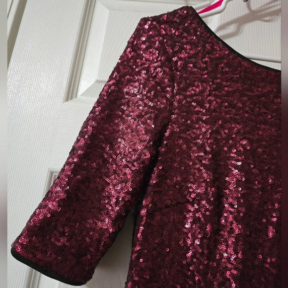 Betsy Johnson Dark Red Sequined Shift Dress, Low Scoop Back, Fully Lined, EUC! - Picture 6 of 12